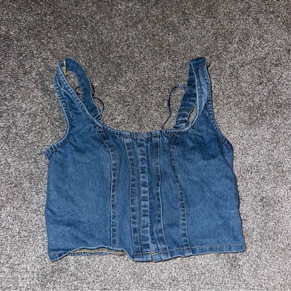 Denim Crop Tank - Picture 1 of 3
